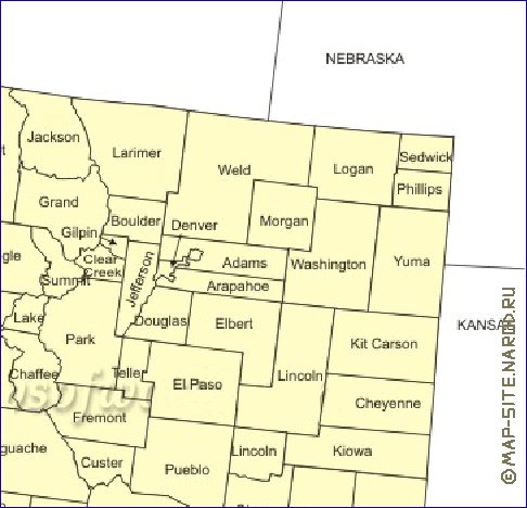 Administrativa mapa de Colorado