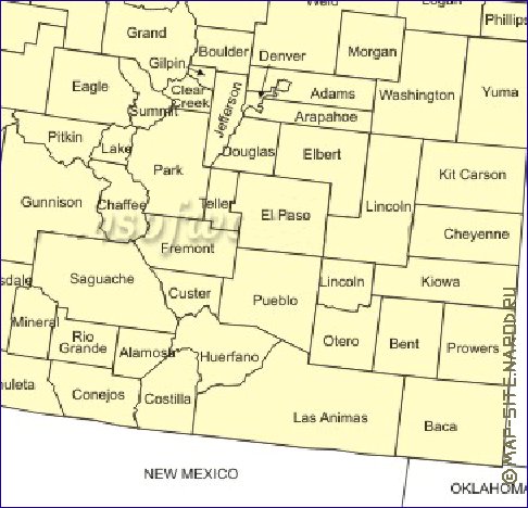 Administrativa mapa de Colorado