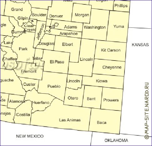 Administrativa mapa de Colorado