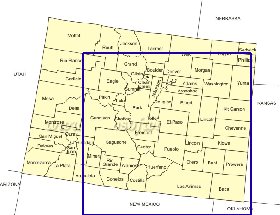 Administrativa mapa de Colorado