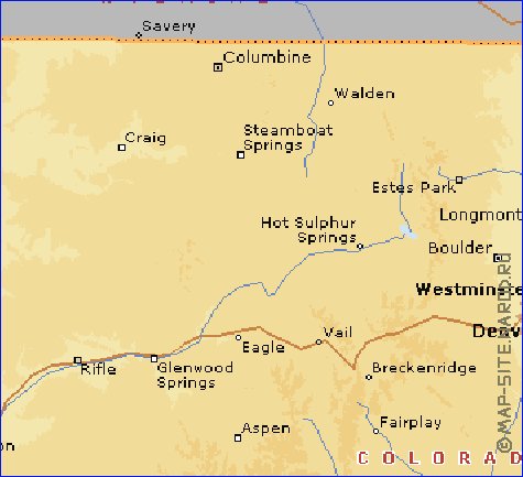 mapa de Colorado em ingles