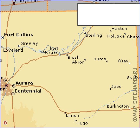 mapa de Colorado em ingles