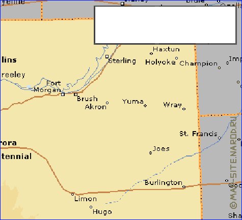 mapa de Colorado em ingles