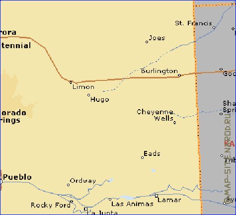 mapa de Colorado em ingles