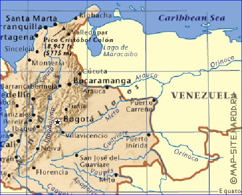 carte de Colombie en anglais