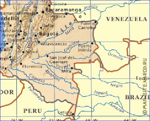 carte de Colombie en anglais