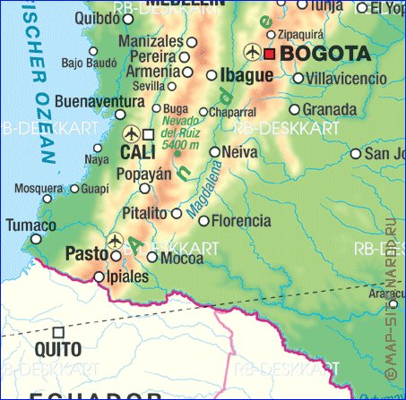 mapa de Colombia em alemao