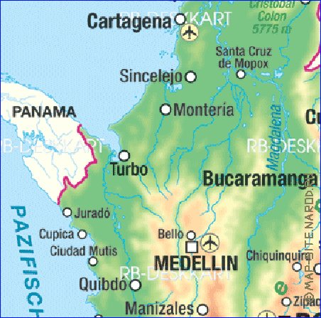 mapa de Colombia em alemao