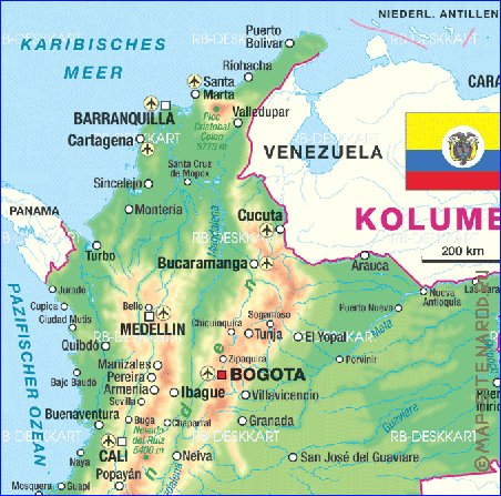 mapa de Colombia em alemao