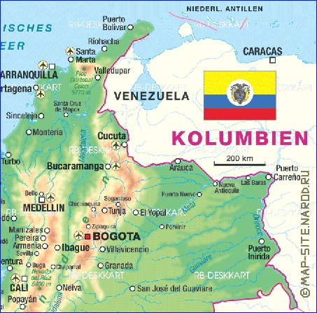 carte de Colombie en allemand