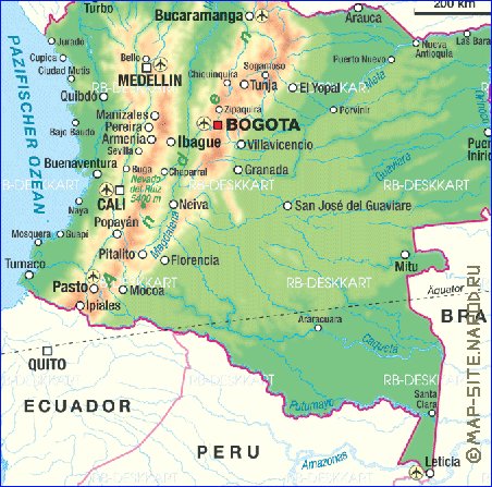 mapa de Colombia em alemao