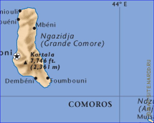 carte de Comores en anglais