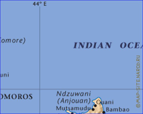 mapa de Comores em ingles