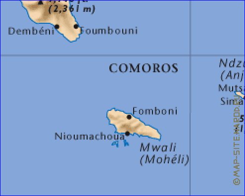 carte de Comores en anglais