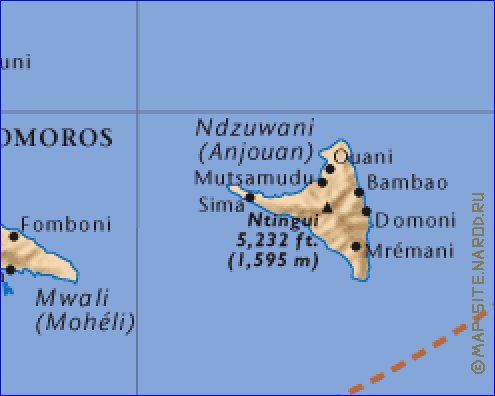 mapa de Comores em ingles