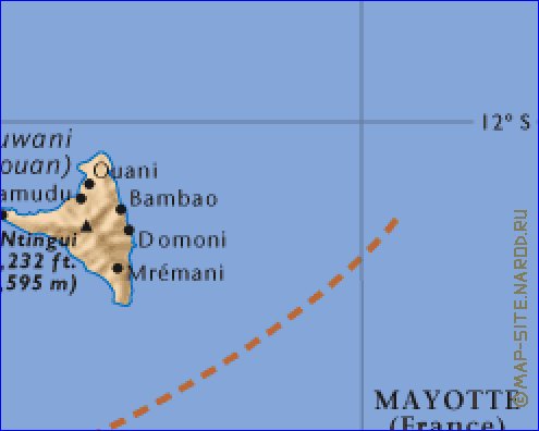 mapa de Comores em ingles