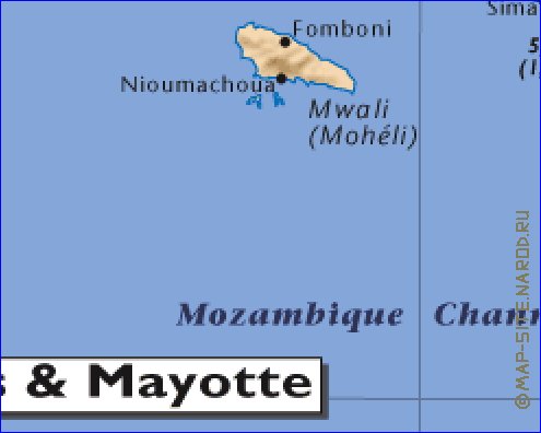 carte de Comores en anglais