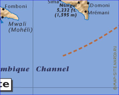 mapa de Comores em ingles