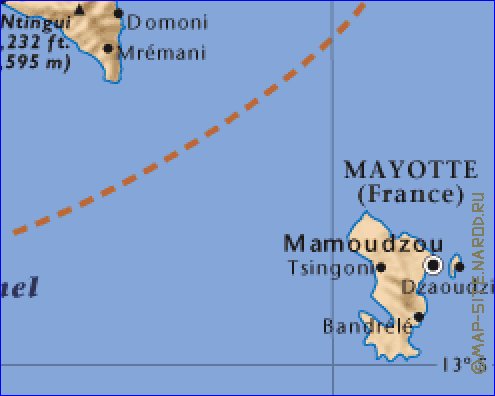 mapa de Comores em ingles