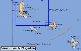carte de Comores en anglais