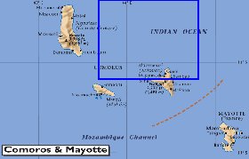 mapa de Comores em ingles