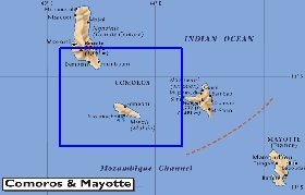 carte de Comores en anglais