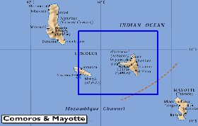 mapa de Comores em ingles