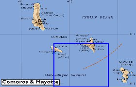 mapa de Comores em ingles