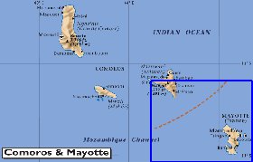 mapa de Comores em ingles