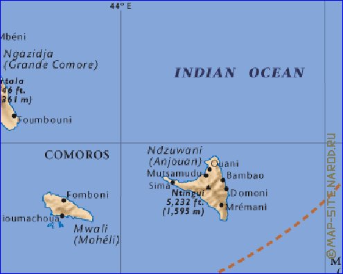 mapa de Comores em ingles