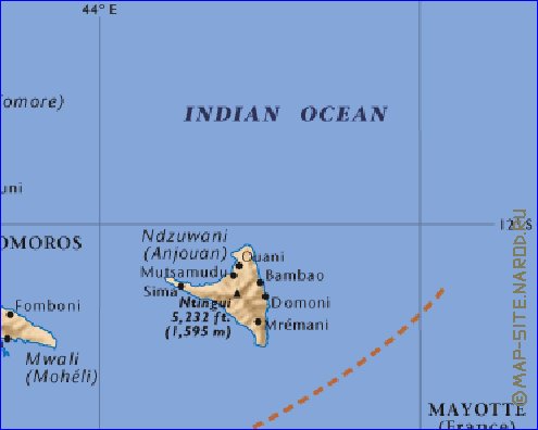 mapa de Comores em ingles