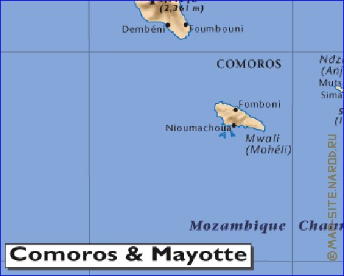 mapa de Comores em ingles