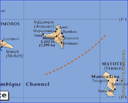 mapa de Comores em ingles