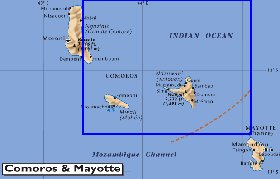 carte de Comores en anglais