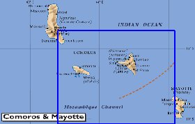 mapa de Comores em ingles