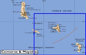 mapa de Comores em ingles