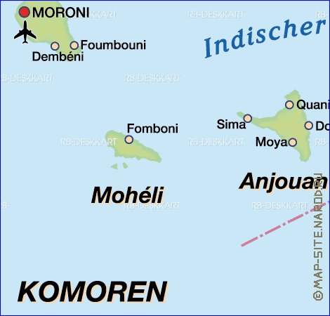 carte de Comores en allemand