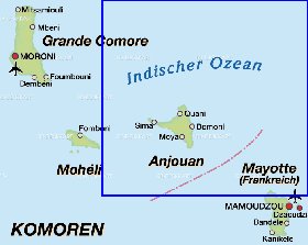 carte de Comores en allemand