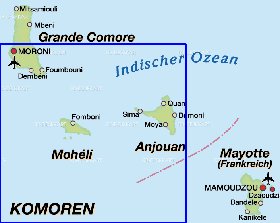 carte de Comores en allemand