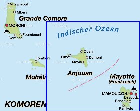 carte de Comores en allemand