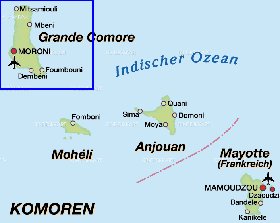 mapa de Comores em alemao