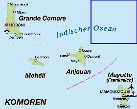 carte de Comores en allemand