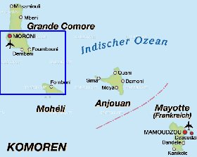 mapa de Comores em alemao