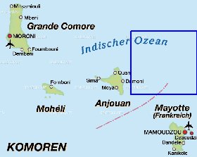 carte de Comores en allemand