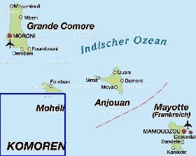 mapa de Comores em alemao