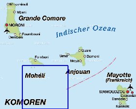 carte de Comores en allemand