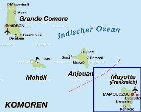 carte de Comores en allemand