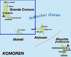 carte de Comores en allemand