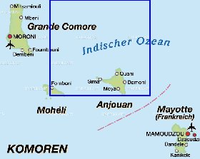 carte de Comores en allemand