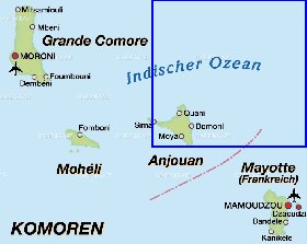 mapa de Comores em alemao